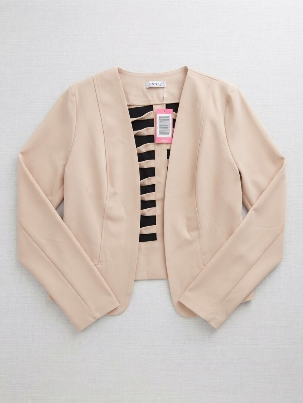 JustFab Open-Front Blazer in Beige